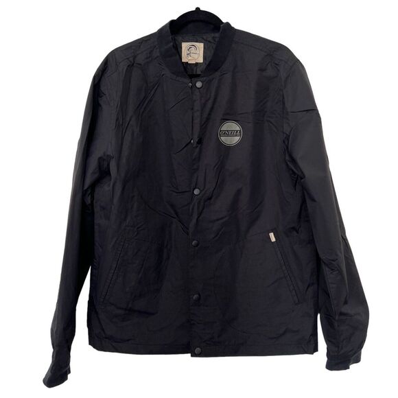 O'neill black baseball jacket‎ logo mens button down long sleeve Size: L - Picture 1 of 10